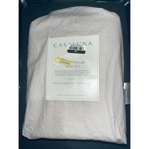 Casaluna Supima Percale Solid Sheet Set Full Size, Natural